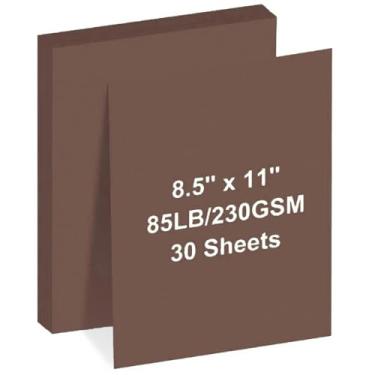 Imagem de Cartolina branca 21,6 cm x 28 cm, 30 folhas de papel-cartolina 38,6 kg/230 gsm, cartolina branca brilhante para impressora, desenho, etiquetas de presente, convites, cartões etc. (café, 30 folhas)