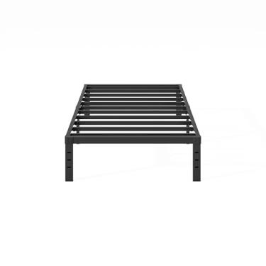Imagem de COMASACH Estrutura de cama de solteiro de 40,6 cm, sem necessidade de mola, estrutura de cama de plataforma de metal resistente de 1,587 kg, base de colchão antiderrapante e sem ruído, preta