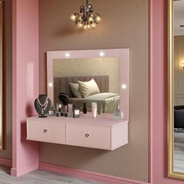 Imagem de Penteadeira Com Espelho e Luz Estilo Suspenso 2 Gavetas Isis - Luapa, 