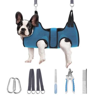 Imagem de Arnés Hamaca para Aseo de Perros PAWCHIE para Gatos y Perros Azul Oscu