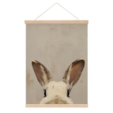 Imagem de Cabide de pôster de arte de parede de coelho fofo, banner de pendurar coelhinho da Páscoa, pôsteres estéticos rústicos para decoração de casa de fazenda de coelho banner para quarto de crianças, sala