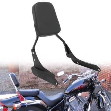 Imagem de Motaux Almofada de encosto traseiro Passenger Sissy Bar para Honda Shadow VLX 600 VT600C VT600CD Deluxe 1998-2008, preto