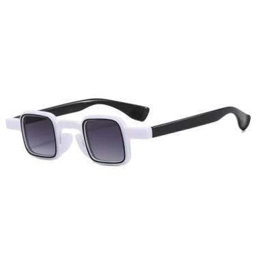 Imagem de Óculos de Sol Pequenos e Modernos Femininos com Lentes Transparentes Degradê e Proteção UV400, Estilo Retrô Masculino, Duas Cores (Branco, Preto e Cinza)