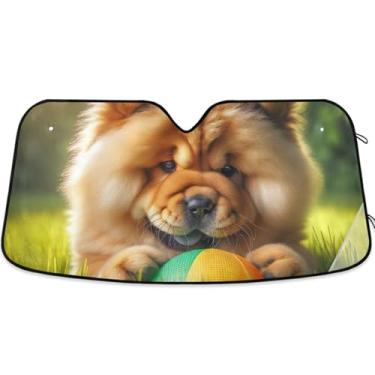 Imagem de Chow Chow Dog Pára-sol fofo para pára-brisa de carro bonito personalizado retrátil caminhão carro janela persianas para-brisa frontal L, 144.8 cm x 80.0 cm