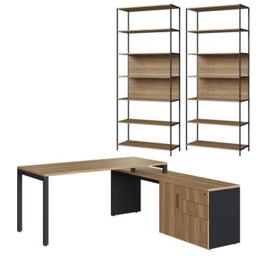 Imagem de Conjunto Escritório 3Pçs Office Nogal Sevilha Preto Artesano