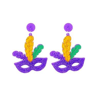 Imagem de BOOZIQ Brincos de carnaval feminino com letra MARDI GRAS em camadas com franjas, brincos pendentes, brincos de carnaval, desfile de carnaval, acessórios de carnaval, joias, presentes, roupas de