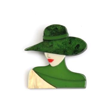 Imagem de Broche feminino de lábios vermelhos da moda para mulheres retrô acrílico moderno chapéu largo bolsa xale broches alfinetes de lapela irmandade acessórios de vestido joias delicadas lembrança de