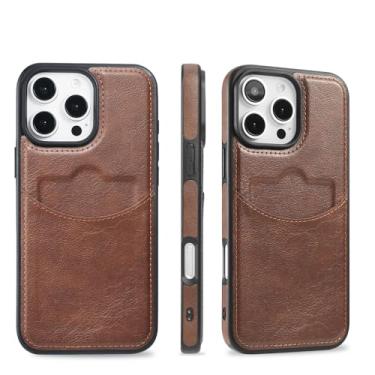Imagem de HTVJFXCapa de couro com porta-cartões para iPhone 15 Plus (para iPhone 15 Plus/café)