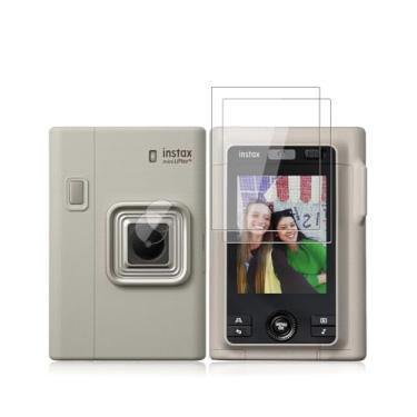 Imagem de YAJOJO [Pacote com 2+2] Protetor de tela para instax mini LiPlay + com protetor de lente, vidro temperado de dureza 9H para instax mini LiPlay plus, antiarranhões, sem bolhas, clareza HD