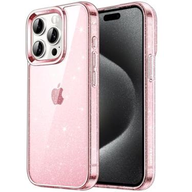 Imagem de JETech Capa Glitter para iPhone 15 Pro Max 6,7 Polegadas, Case para Telefone Parachoque Brilho Cintilante à Prova de Choque, Capinha Bonitinho Cintilante para Mulheres e Meninase (Rosa)