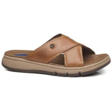 Imagem de Chinelo Masculino Dubai Couro Tabaco Pegada 134306-02-Masculino