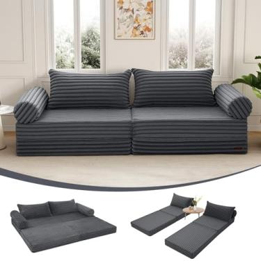 Imagem de MeMoreCool Sofá-cama Futon Queen cinza escuro