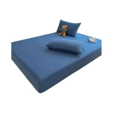Imagem de Lençol Ajustável De Cor Sólida Para Colchão De Tamanho Solteiro, Casal
