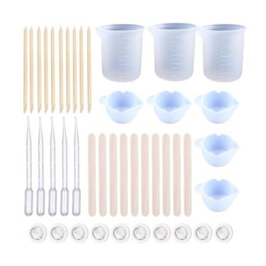 Imagem de Kit de Ferramentas Cups Medição Silicone e Resina DIY com 43 Peças para Mistura Epóxi Moldes Fabricação Bijuterias Projetos Artesanato Adultos Inician