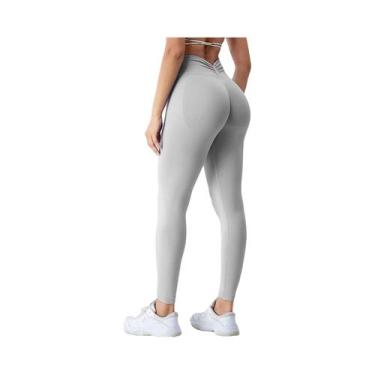 Imagem de Calças esportivas de cintura alta sem costura, pêssego hip lift back, 