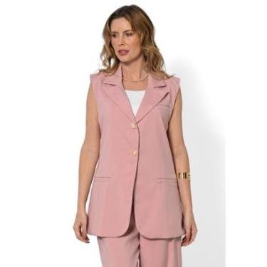 Imagem de Blazer Bisô Alongado Alfaiataria Lisa Rosê-Feminino