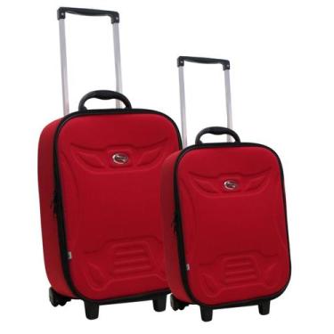 Imagem de Kit mala de viagem pequena de bordo e média grotaferrata, Vermelho