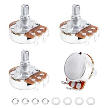 Imagem de Banworks Potenciômetro de alumínio A250K M8 tamanho completo métrico 18 estrias dividido curto (comprimento de 15 mm) com traseira selada para Epiphone Les Paul LP/SG Squier Strat/Tele 4 peças JT/XNQ