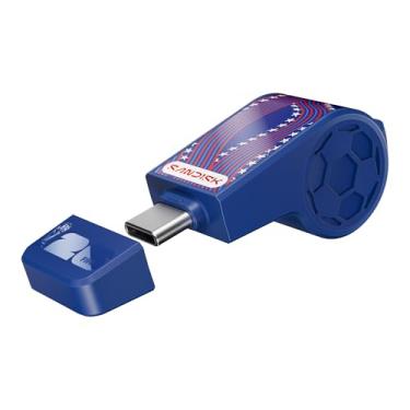 Imagem de SANDISK Flash Drive USB-C de 128 GB, edição da Copa do Mundo da FIFA 2026 - velocidades de transferência de até 300 MB/s, USB 3.2 geração 1, USB tipo-C - azul, EUA - SDCZIA-128G-G46B