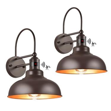 Imagem de RIDALUX Luminária de parede externa pescoço de ganso: 2 unidades de arandela de parede com sensor de movimento - luminária externa para varanda de garagem de fazenda