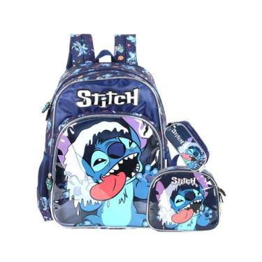 Imagem de Kit Lilo Stitch Mochila Costas + Lancheira + Estojo T Menino - Luxcel,