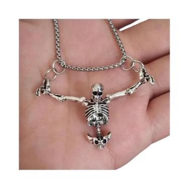 Imagem de Colar Com Pingente De Caveira Estilo Punk Masculino, Acessório Vintage