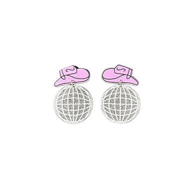 Imagem de Brincos pendentes de acrílico HOWDY HOWDY com glitter, rodeio, discoteca, caubói, apresentação, country, para mulheres, meninas, festas, joias do sul, Acrílico Acrílico Glitter, acrílico
