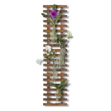 Imagem de Mulctun Plantadores de parede - 29 cm L x 120 cm A plantadores de parede de madeira para plantas internas e externas, treliça de parede de madeira pendurada, suporte de parede para orquídeas
