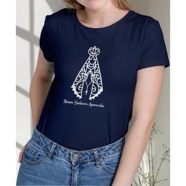Imagem de Camiseta Camisa Algodão Feminina Masculina Adulto Nossa Senhora Aparec