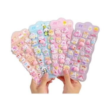 Imagem de Adesivos 3D De Bumbum De Animais Para Crianças, 4 Peças, Decoração Fof