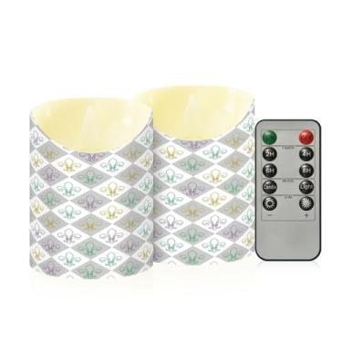 Imagem de Wassud Pacote com 2 velas flor-de-lis diamante grade sem chama com controle remoto, velas realistas cintilantes com temporizador, velas decorativas para Natal, casamento, festa, decoração de casa