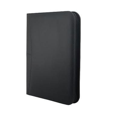 Imagem de Amgei fichário com zíper padfolio organizador de documentos organizador de portfólio Bisofice com zíper Business Padfolio A4 PU Leather Portfolio Organizer para entrevista currículo agenda agenda