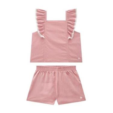 Imagem de Conjunto Infantil Menina Bata e Short em Linho Somnii-Feminino