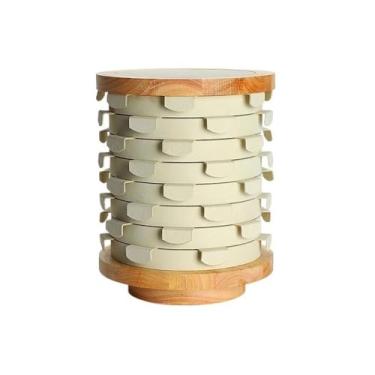 Imagem de KEG801302 Suporte de exibição de joias adereços de exibição de joias brincos giratórios de madeira maciça rack de exibição loja suporte de joias de grande capacidade suportes de armazenamento de