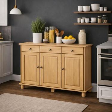 Imagem de Balcão 3 Portas 100% Madeira Maciça Cozinha Bancada Rústica - Finestra