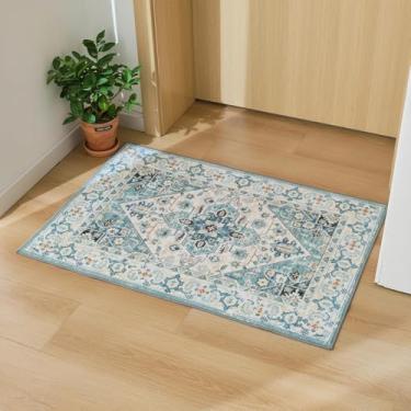 Imagem de Syalife Tapetes de área de 5 x 7 cm, tapetes pequenos antiderrapantes laváveis para entrada, cozinha, banheiro, quarto de crianças, tapete de entrada de pilha baixa, tapete de porta frontal interno