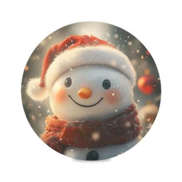 Imagem de STAYTOP Lindo boneco de neve de Natal, jogo americano redondo, 6 peças, tapetes de mesa antiderrapantes fáceis de limpar para casa, cozinha, churrasco, festa, decoração de mesa