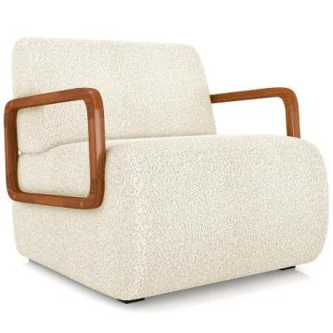 Imagem de Poltrona Decorativa Orgânica Bruxelas K01 Bouclê Creme - Lyam Decor