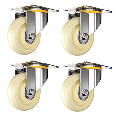 Imagem de Rodízios giratórios de nylon resistentes, rodas de borracha silenciosas para móveis e eletrodomésticos, rodízios de substituição duráveis, rolamento suave, sem freio, perfeito para casa e escritório