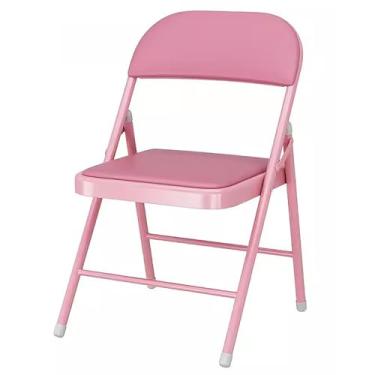 Imagem de Cadeira de exterior dobrável portátil empilhável com assentos acolchoados - rosa, ideal para eventos, escritório, festa de casamento