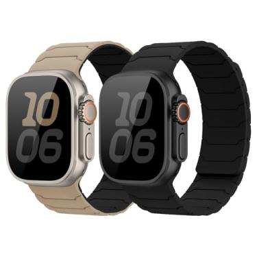 Imagem de Pacote com 2 unidades de pulseira magnética, compatível com Apple Watch 49 mm, 46 mm, 45 mm, 44 mm, 42 mm, 41 mm, 40 mm, 38 mm, masculino e feminino, série 11/10/9/8/7/6/SE/5/4/3, masculino e feminino