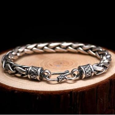 Imagem de Pulseira masculina de corrente de metal prata fácil gancho punk, presente