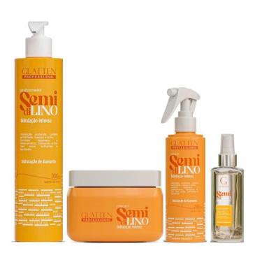 Imagem de Glatten Semi Di Lino Condicionador e Máscara e Leave-in e Sérum