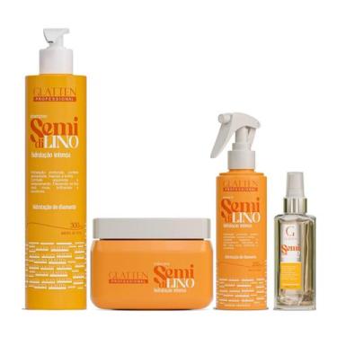 Imagem de Glatten Semi Di Lino Shampoo e Máscara e Leave-in e Sérum