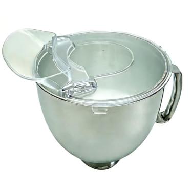 Imagem de CXQ Tigela misturadora de suporte para Kitchenaid 4,5 litros, tigela de mistura de aço inoxidável para batedeira artesanal de 5 QT, prata (5 litros)