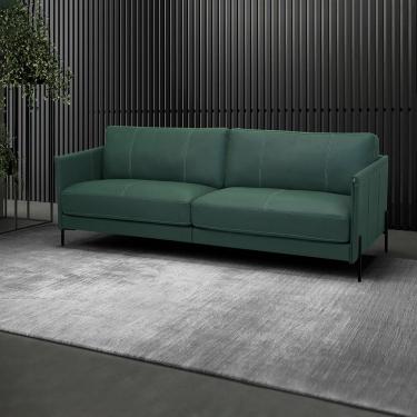 Imagem de Sofá Decorativo Karine 4 Lugares Sala de estar 270cm Pés em Aço Couro Verde Musgo G88 - Gran Belo