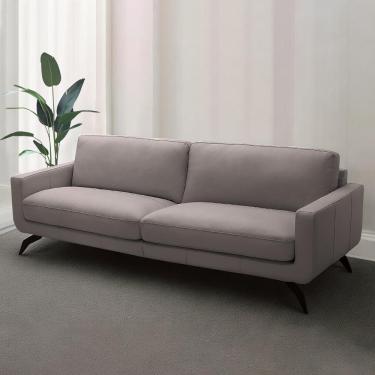 Imagem de Sofá Decorativo Thalia 4 Lugares Sala de estar 270cm Pés em Aço Couro Avelã G88 - Gran Belo