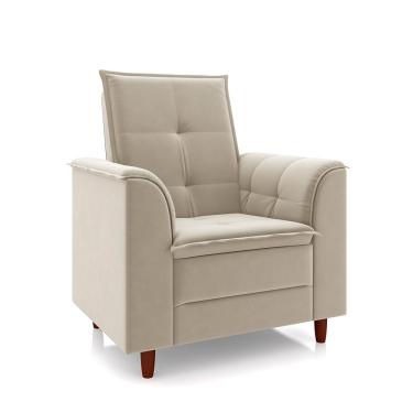 Imagem de Poltrona da Mamãe Sala de estar Gracy com Pés Palito Veludo Bege G85 - Gran Belo