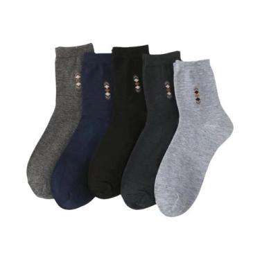 Imagem de Meias De Algodão Masculinas De Cano Médio, 5 Pares, Desodorante Respir