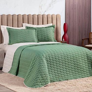 Imagem de Cobre Leito King Dallas Micropercal 200 Fios Dupla Face 3 Peças - Verde